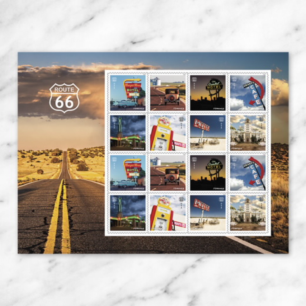 (2026) Route 66 Forever Stamps, Sheet of 16
